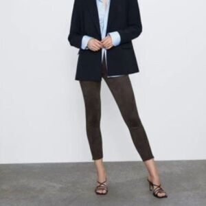 ZARA Faux Suede Green Leggings